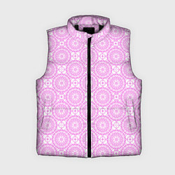 Женский жилет Бело розовый ажурный кружевной узор