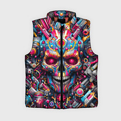 Женский жилет Art cyber skull - ai art fantasy, цвет: 3D-черный