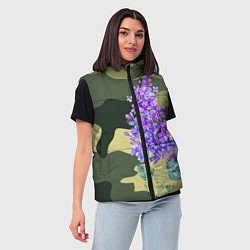 Женский жилет Камуфляж с сиренью, цвет: 3D-черный — фото 2