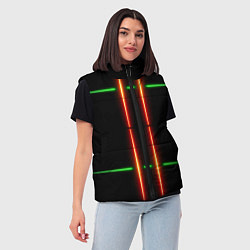 Женский жилет Neon green black red line, цвет: 3D-черный — фото 2