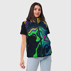 Женский жилет Разводы и переливы разноцветной краски, цвет: 3D-черный — фото 2