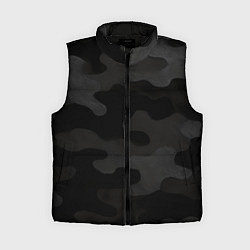Женский жилет Черно-серая текстура камуфляжа, цвет: 3D-черный
