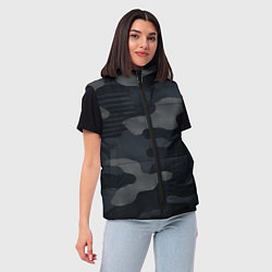 Женский жилет Текстура - камуфляжная синяя ткань, цвет: 3D-черный — фото 2