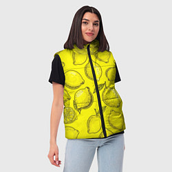 Женский жилет Яркий лимонный узор - паттерн, цвет: 3D-черный — фото 2