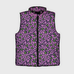 Женский жилет Мозаичный мелкий узор фиолетовый с зелеными вкрапл