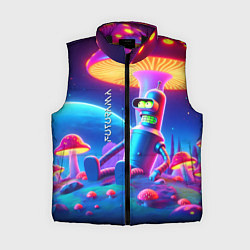 Женский жилет Робот-сгибальщик Бендер находится под неоновым мух, цвет: 3D-черный