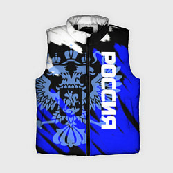 Женский жилет Россия чёрно-синий штрихи, цвет: 3D-черный