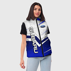Женский жилет Субару - белый и синий, цвет: 3D-черный — фото 2