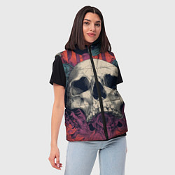 Женский жилет Металл арт - хардкор - череп, цвет: 3D-черный — фото 2