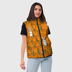 Женский жилет Милый кролики в морковном поле, цвет: 3D-черный — фото 2