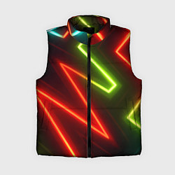 Женский жилет Неоновые разноцветные кислотные линии, цвет: 3D-черный