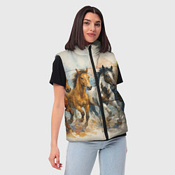 Женский жилет Кони бегут, цвет: 3D-черный — фото 2