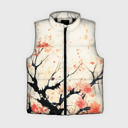 Женский жилет Чёрное дерево с цветами абстракция, цвет: 3D-черный