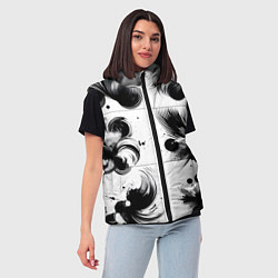 Женский жилет Чёрно-белая абстракция нейроарт, цвет: 3D-черный — фото 2