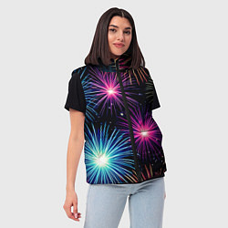 Женский жилет Стилизованный праздничный салют, цвет: 3D-черный — фото 2