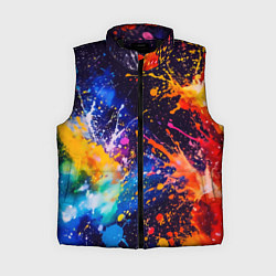 Женский жилет Абстракция взрыв красок тёмно-синий, цвет: 3D-черный