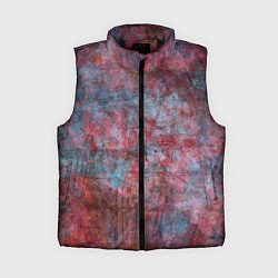Женский жилет Абстракция - red rust on blue, цвет: 3D-черный