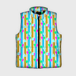 Женский жилет Полосатый с сердечками ретро в горошек, цвет: 3D-черный