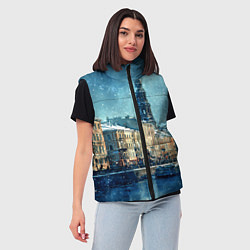 Женский жилет Снегопад в Санкт-Петербурге, цвет: 3D-черный — фото 2