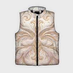 Женский жилет Перламутровый орнамент с перьями, цвет: 3D-черный