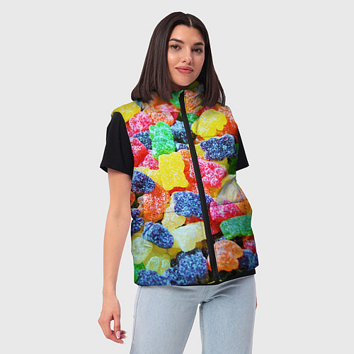 Женский жилет Мармеладные мишки / 3D-Светло-серый – фото 3