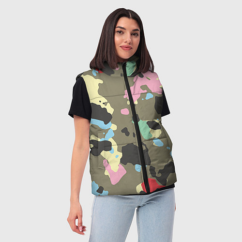 Женский жилет Камуфляж: микс цветов / 3D-Светло-серый – фото 3