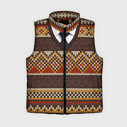 Женский жилет Зимний узор с галстуком, цвет: 3D-черный