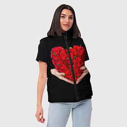 Женский жилет Сердце роз в руках, цвет: 3D-красный — фото 2