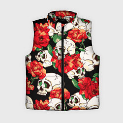 Женский жилет Черепки и розы, цвет: 3D-красный