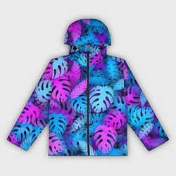 Ветровка с капюшоном женская Сине-розовые тропики, цвет: 3D-черный