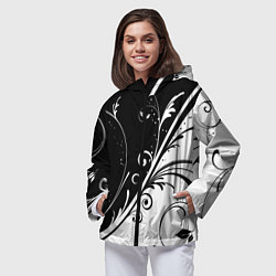 Ветровка с капюшоном женская Цветочный узор, цвет: 3D-черный — фото 2