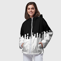 Ветровка с капюшоном женская Чёрно-белый узор, цвет: 3D-белый — фото 2