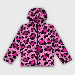 Ветровка с капюшоном женская Розовый леопард, цвет: 3D-черный