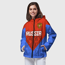 Ветровка с капюшоном женская Russia Red & Blue, цвет: 3D-черный — фото 2