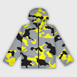 Ветровка с капюшоном женская Yellow & Grey Camouflage, цвет: 3D-черный