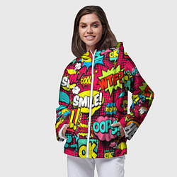 Ветровка с капюшоном женская Слова из комиксов, цвет: 3D-белый — фото 2