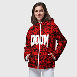 Ветровка с капюшоном женская DOOM: Blooded Skuls, цвет: 3D-белый — фото 2