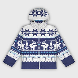 Ветровка с капюшоном женская Узор с оленями, цвет: 3D-белый