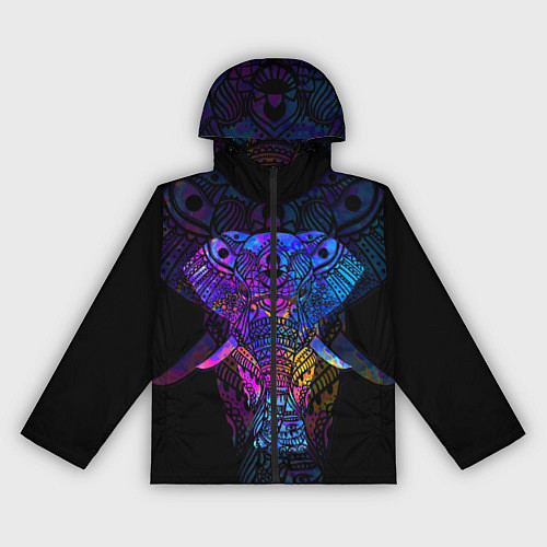 Женская ветровка Слон орнамент / 3D-Черный – фото 1