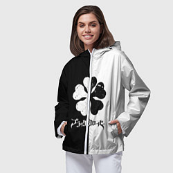 Ветровка с капюшоном женская Чёрный клевер, цвет: 3D-белый — фото 2