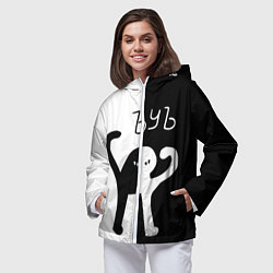 Ветровка с капюшоном женская ЪУЪ СЪУКА: ЧБ, цвет: 3D-белый — фото 2