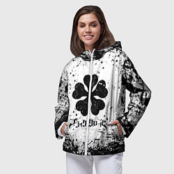 Ветровка с капюшоном женская ЧЁРНЫЙ КЛЕВЕР, цвет: 3D-белый — фото 2