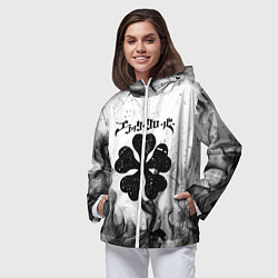 Ветровка с капюшоном женская ЧЁРНЫЙ КЛЕВЕР, цвет: 3D-белый — фото 2
