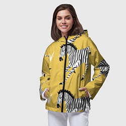 Ветровка с капюшоном женская Зебра арт, цвет: 3D-черный — фото 2