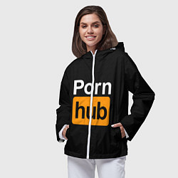 Ветровка с капюшоном женская PORNHUB, цвет: 3D-белый — фото 2