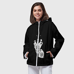 Ветровка с капюшоном женская Выжигющий Искру, цвет: 3D-белый — фото 2