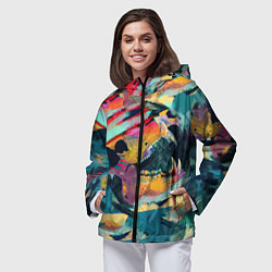 Ветровка с капюшоном женская Абстрактный рисунок, цвет: 3D-черный — фото 2
