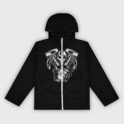 Ветровка с капюшоном женская Движковый череп, цвет: 3D-белый