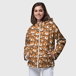 Ветровка с капюшоном женская Попки Корги, цвет: 3D-белый — фото 2