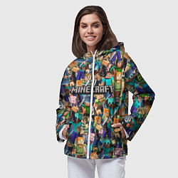 Ветровка с капюшоном женская MINECRAFT ПЕРСОНАЖИ, цвет: 3D-белый — фото 2